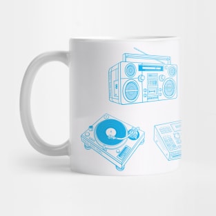 Boombox, Beat Maker, Turntable (Button Blue Lines) Analog / Music Mug